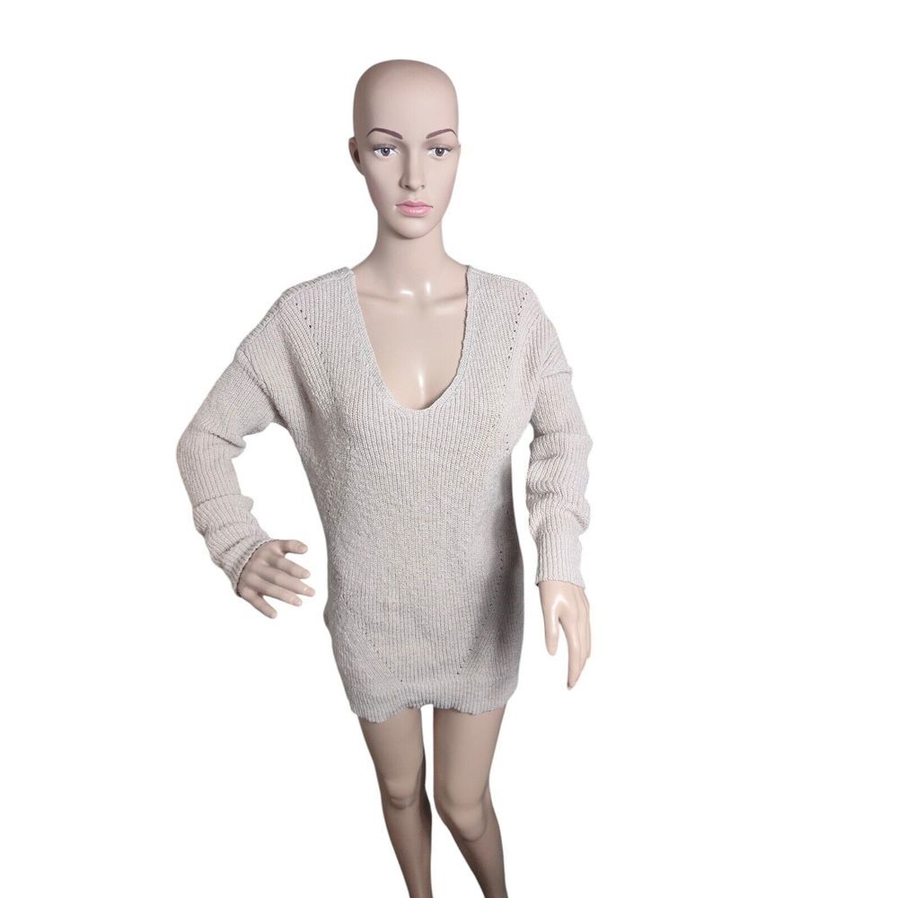 Torrid Sweater Women's 00‎ Tan Tunic Lattice Cross Back Sweater Cabincore Cozy